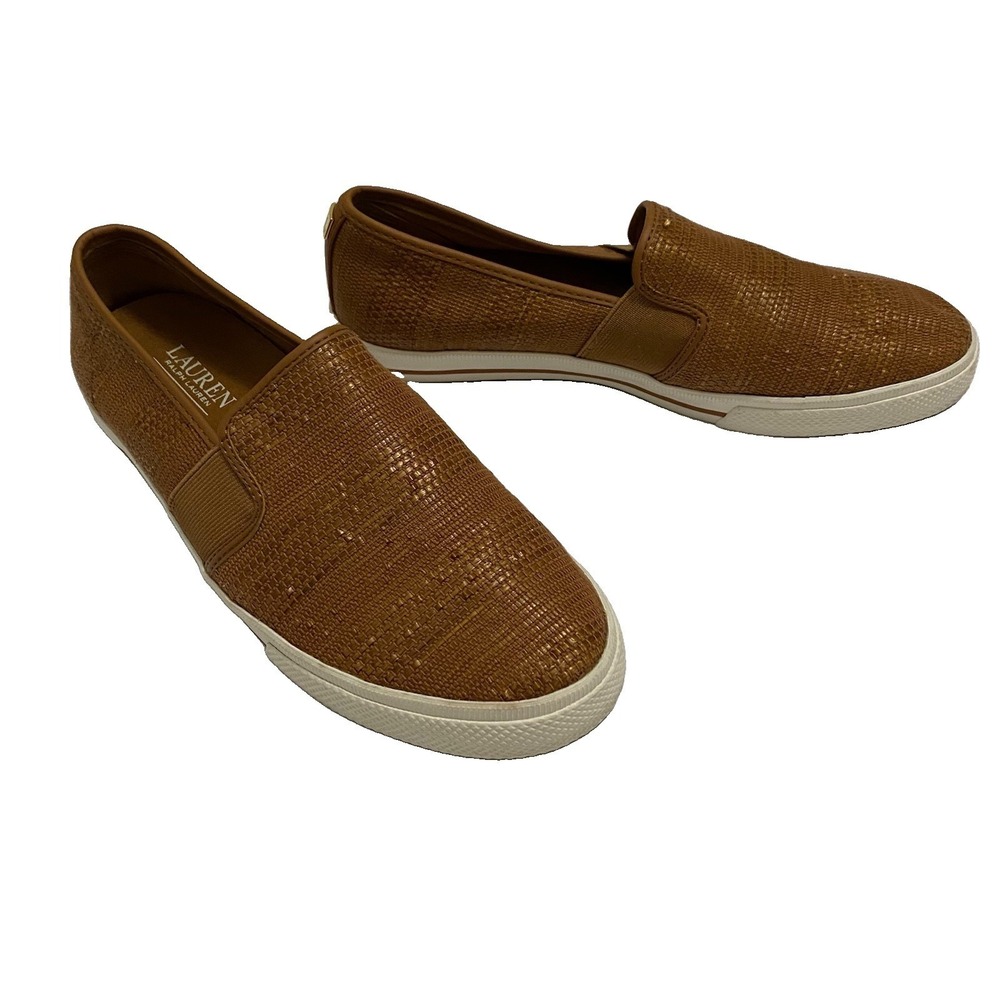 Lauren Ralph Lauren Jinny Woven Slip On Sneakers Classic Tan Size 9
0091